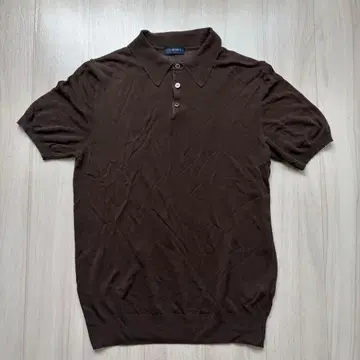 [새상품급] BEAMS F 니트 피케 셔츠 다크 브라운 이탈리아제