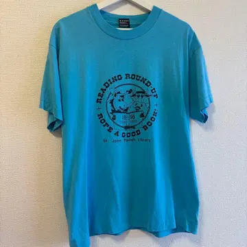 90s 빈티지 반팔 티셔츠 애니멀 프린트 구제 의류