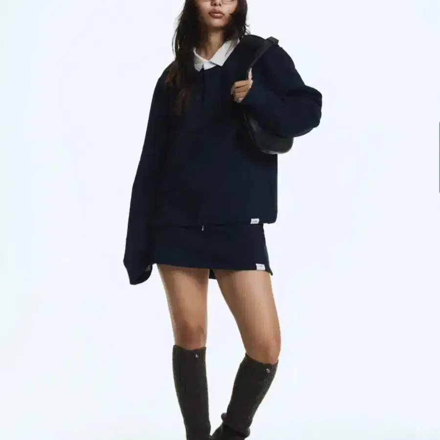 글로니 g drawstring 스웻셔츠 + 스커트 세트