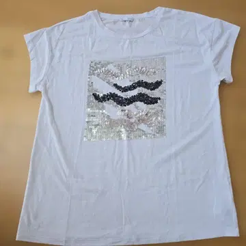 ZARA COLLECTION 스팽글 T셔츠 화이트 L