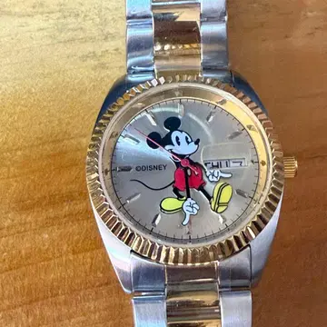 Disney 미키 손목시계 실버 x 골드 상자 보호 씰 포함 배터리 방전
