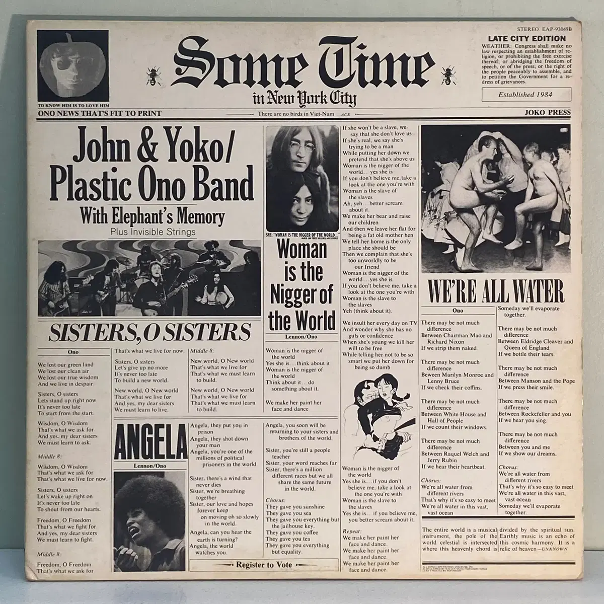 (수입중고LP-팝록) John & Yoko -Some Time In New York