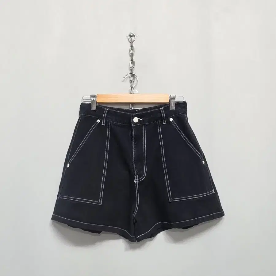 버쉬카 데님 스티치 반바지