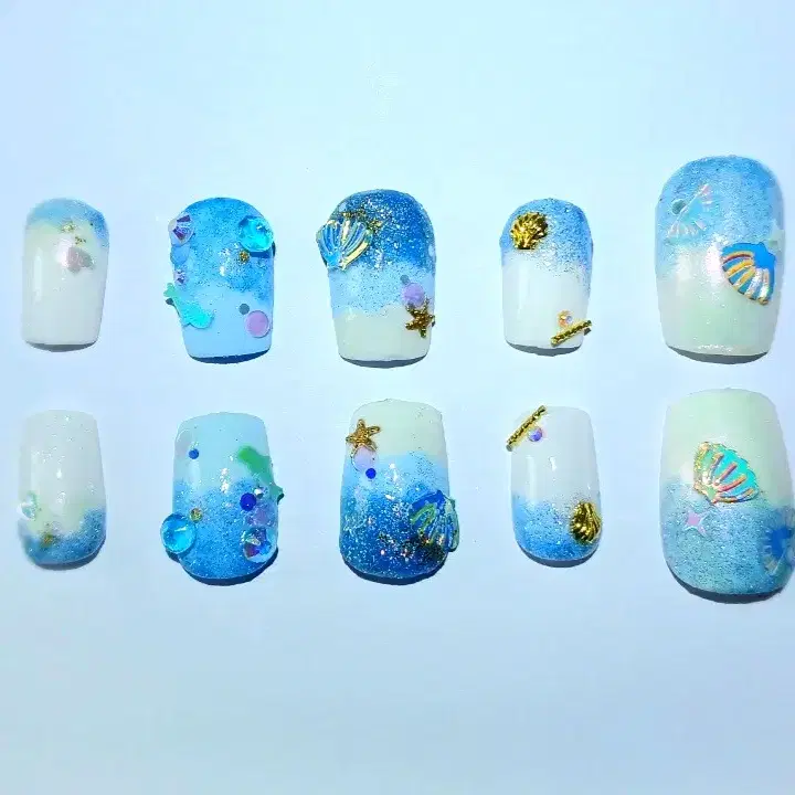 수제네일팁-Blue Beach(블루 비치)