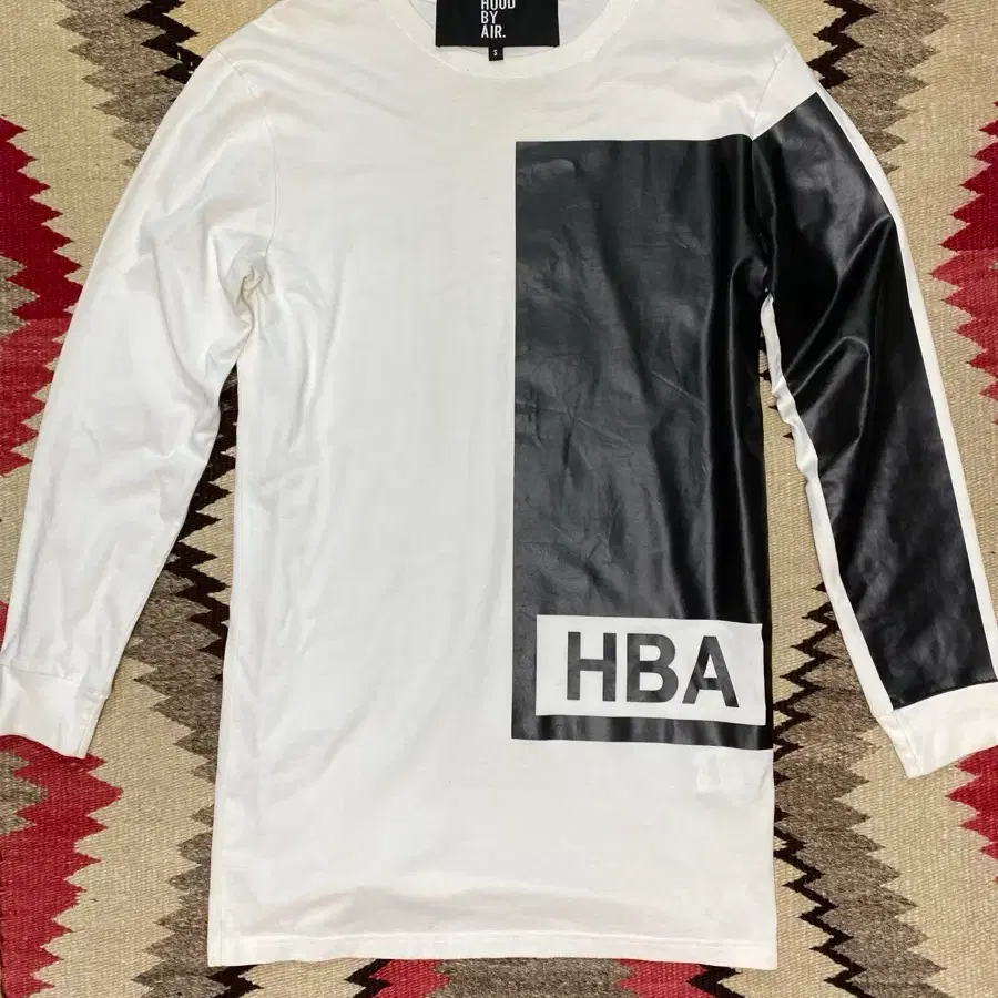 후드바이에어(HBA) 레더 블록 롱슬리브 셔츠 S