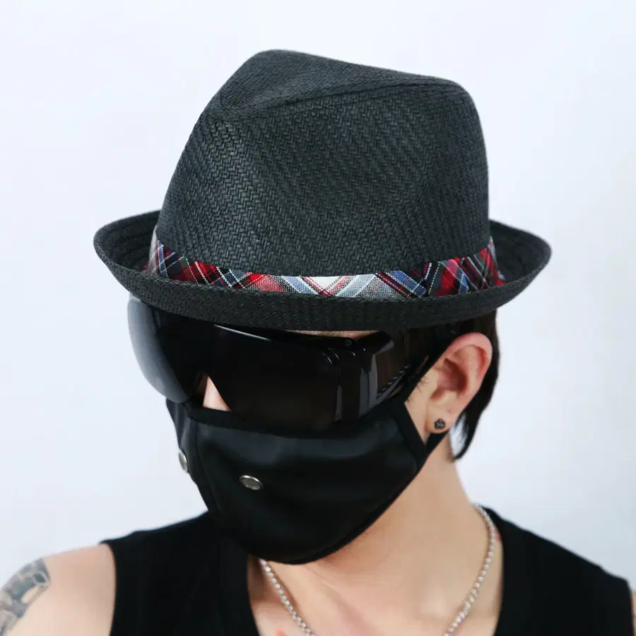 롤프 남자 남성 밀짚모자 체크 중절모 여름 페도라