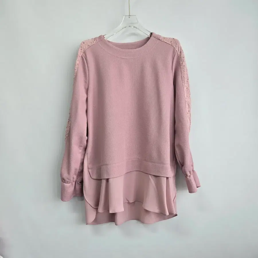 1355 RODIER 인디핑크색 시폰 시스루 배색 니트 77
