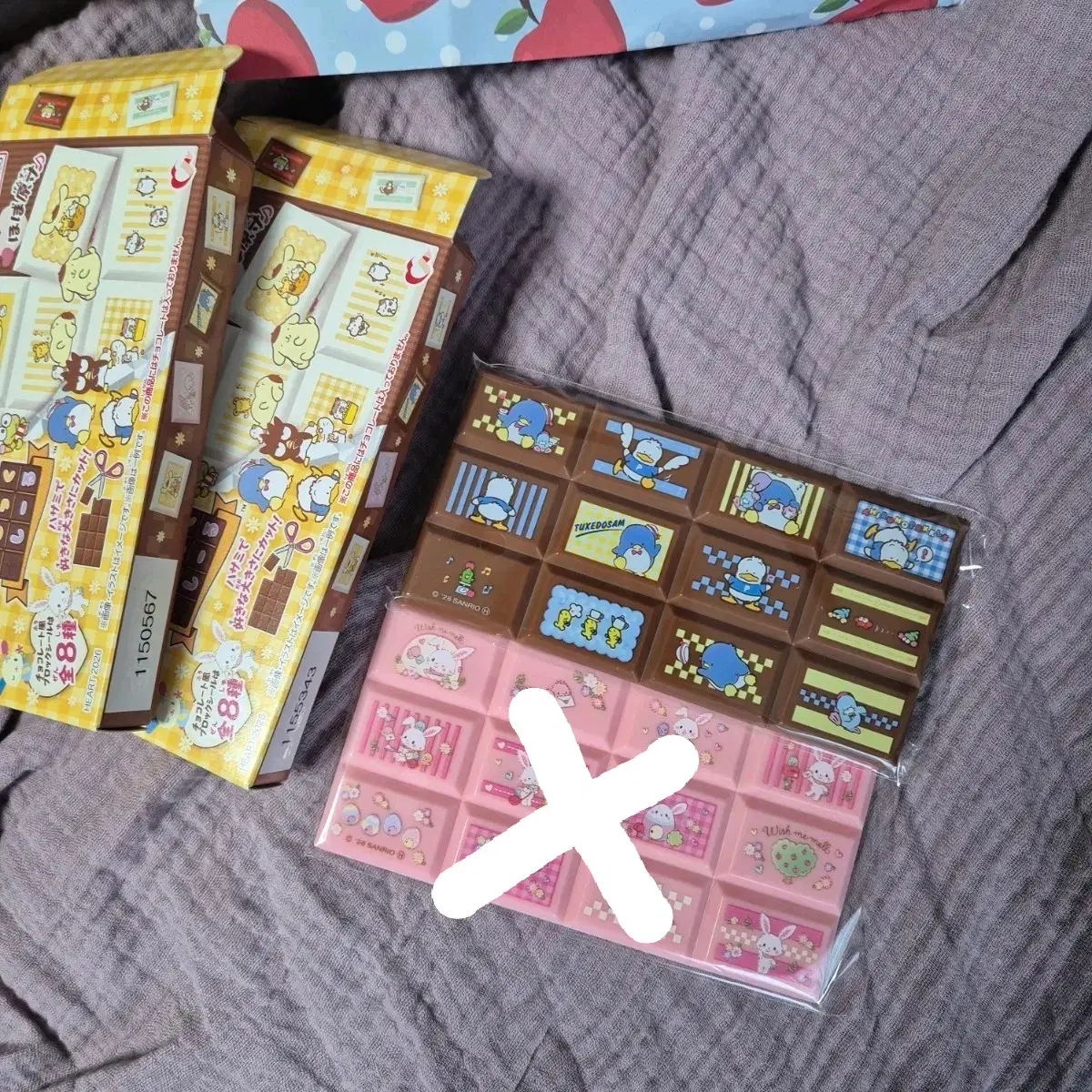 산리오 산엑스 반다이 초코 블럭 타일 씰 스티커 - 위시미멜 턱샘 페클