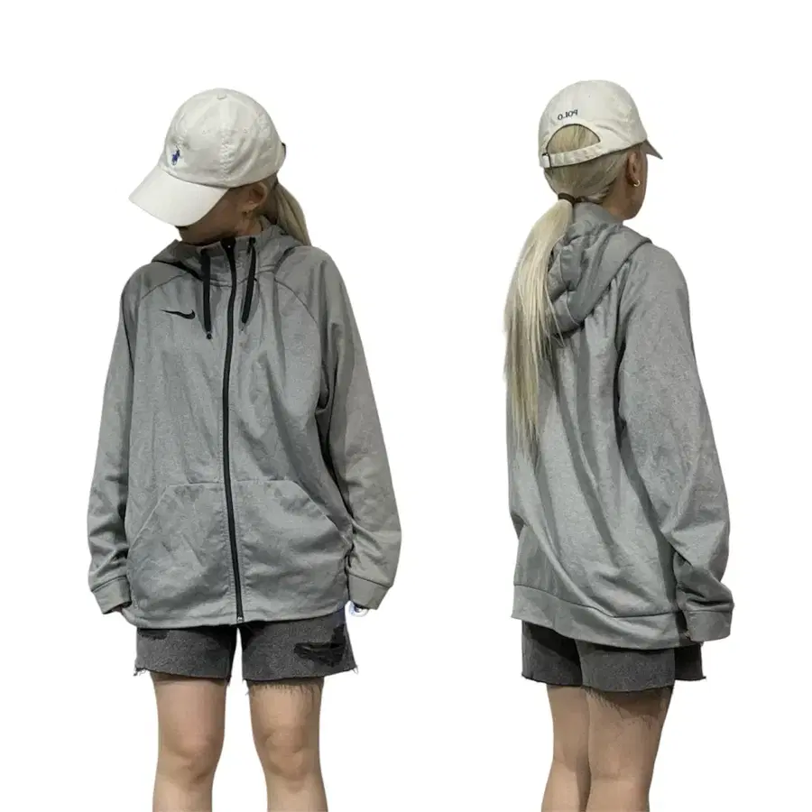 나이키 그레이 후드 오버핏 트랙탑 져지 XL