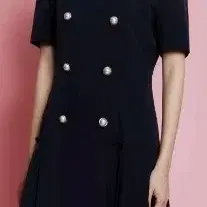 마리끌레르 더블 버튼 플리츠 네이비 원피스, 55