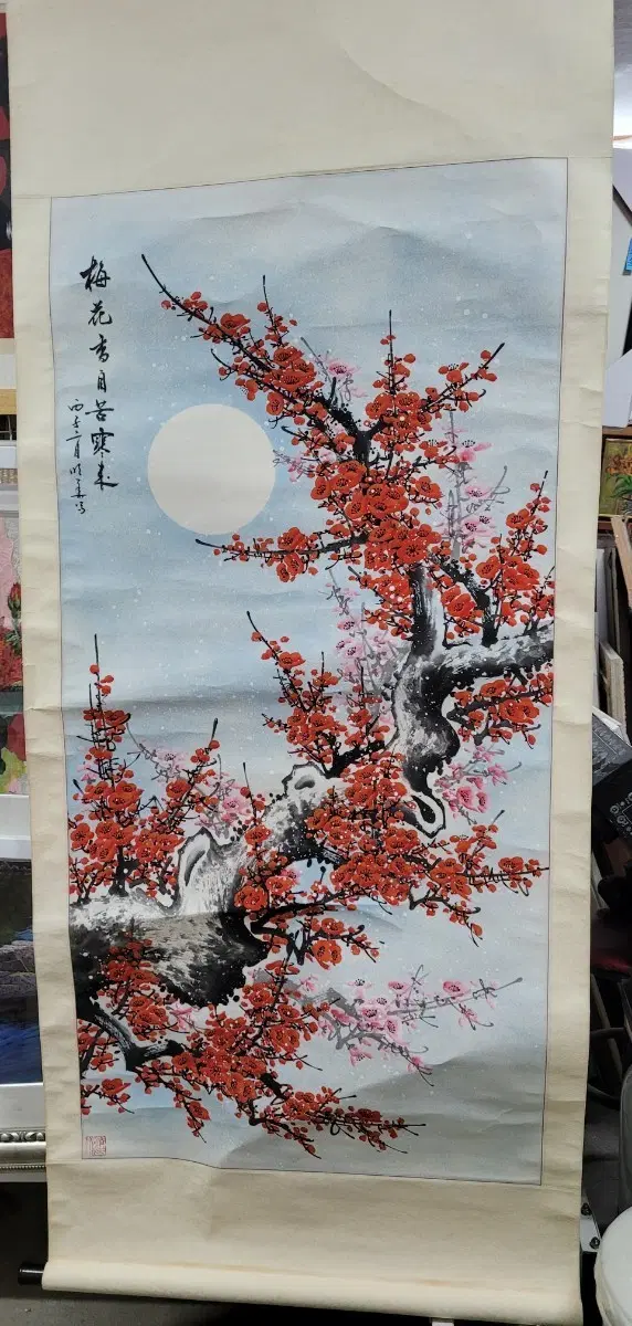 홍매화 족자 그림