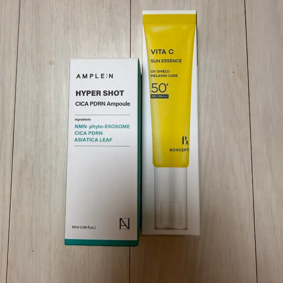미개봉일괄) 앰플엔 하이퍼샷 시카 PDRN 앰플 + 본셉 비타씨 선에센스