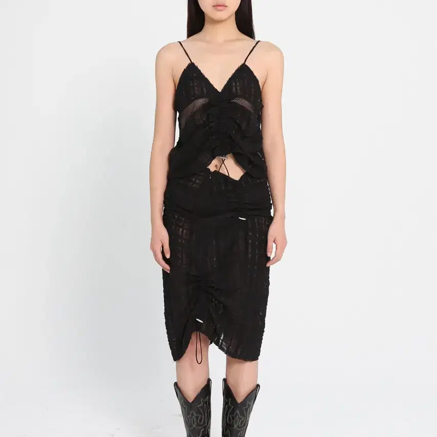 에스이오 SEO RUCHED SHEER MIDI SKIRT