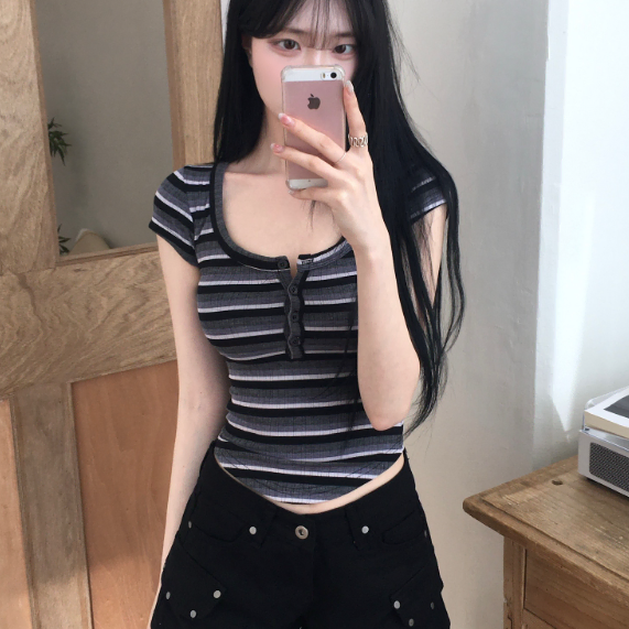 클로젯 하루 스트라이프 반팔티