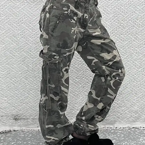 뱅뱅 빈티지 스트릿 펑크 카모플라주 카고팬츠 30인치 C13127