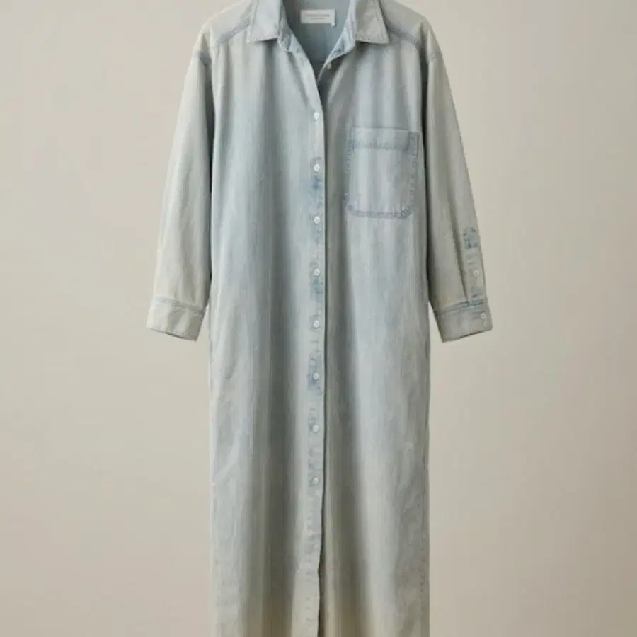 모노크롬 데님 롱 셔츠 원피스 프리사이즈