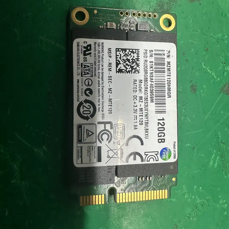 삼성 PM851 mSATA SSD 128GB 정상작동 / 테스트 완료