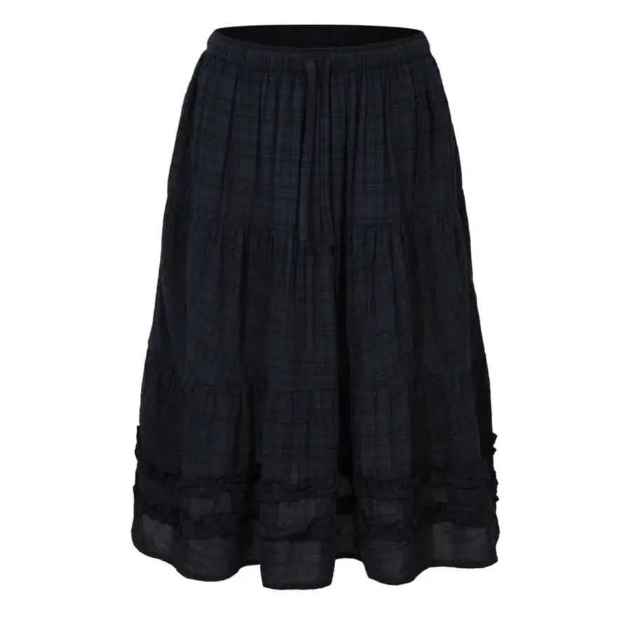리트리버클럽 프릴 체크 스커트 네이비