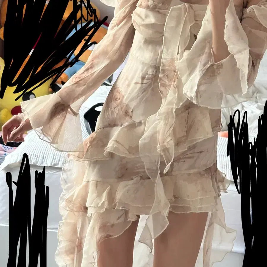 쉬폰 플라워 캉캉 원피스
