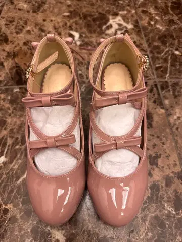 axes femme 레이스업 리본 신발 핑크