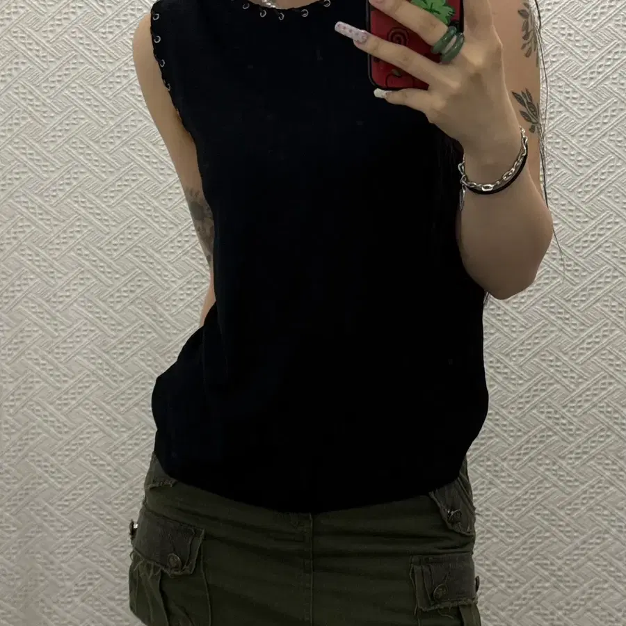 존 뉴욕 스트릿 락펑크 메탈 아일렛 쇠맛 슬리브리스 나시 K0444