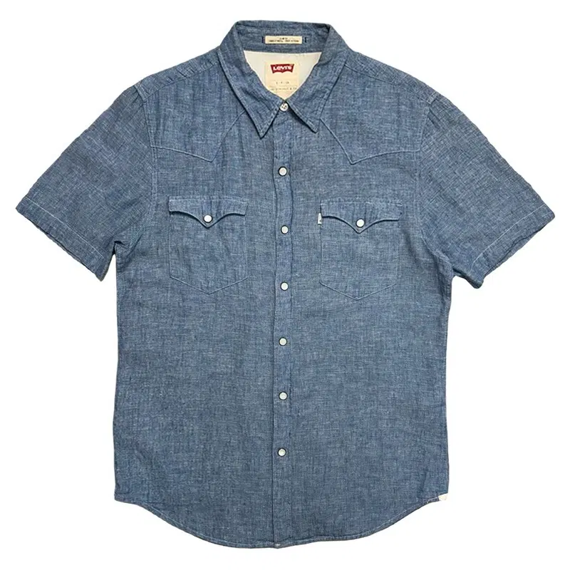 LEVI'S 데님 린넨 웨스턴 반팔 셔츠 S