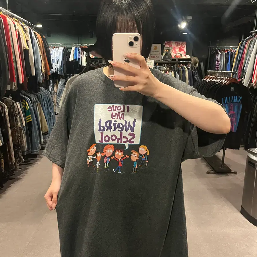 (845) HANES 캐릭터 반팔티셔츠 그레이