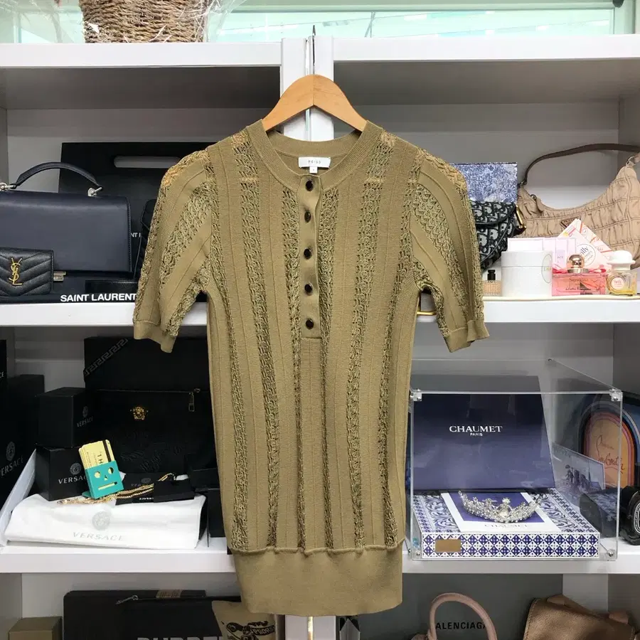 [ REISS ] 리스 카키컬러 니트 탑