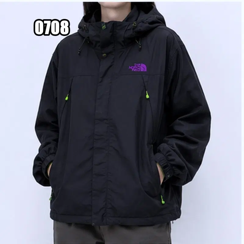 XS 노스페이스 보라색 로고 후드 바람막이 자켓