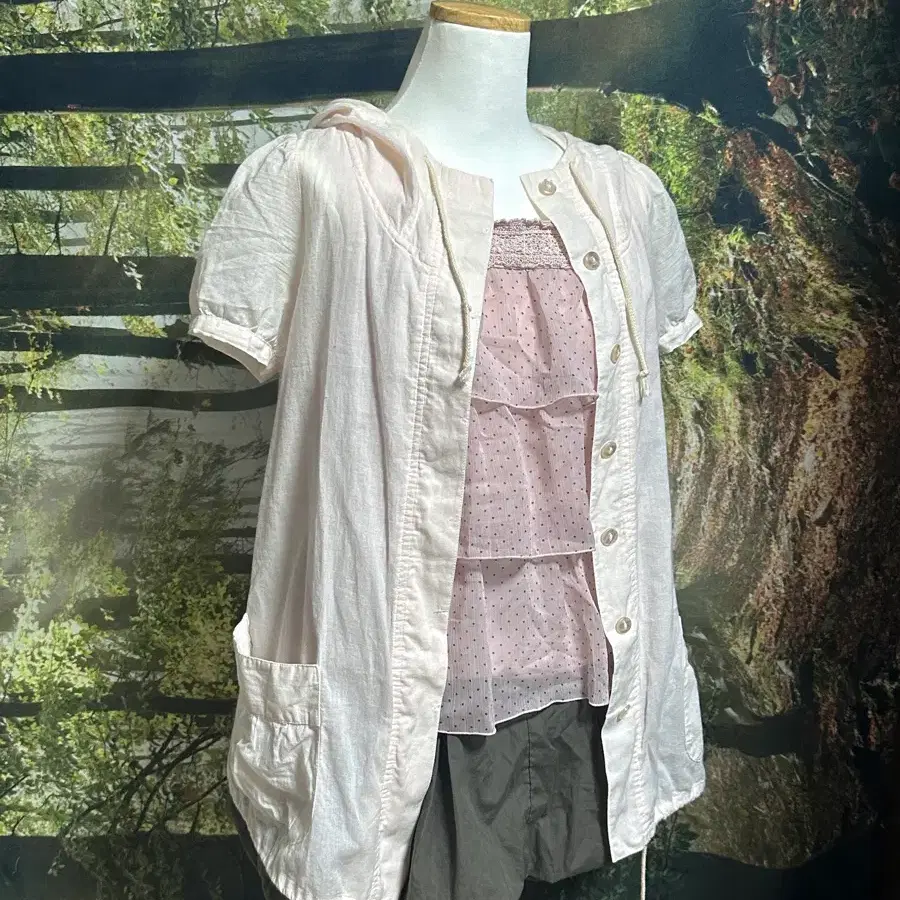 빈티지 딸기우유 베이비핑크 후디 아우터 블라우스 모리걸 모리 아오이유우
