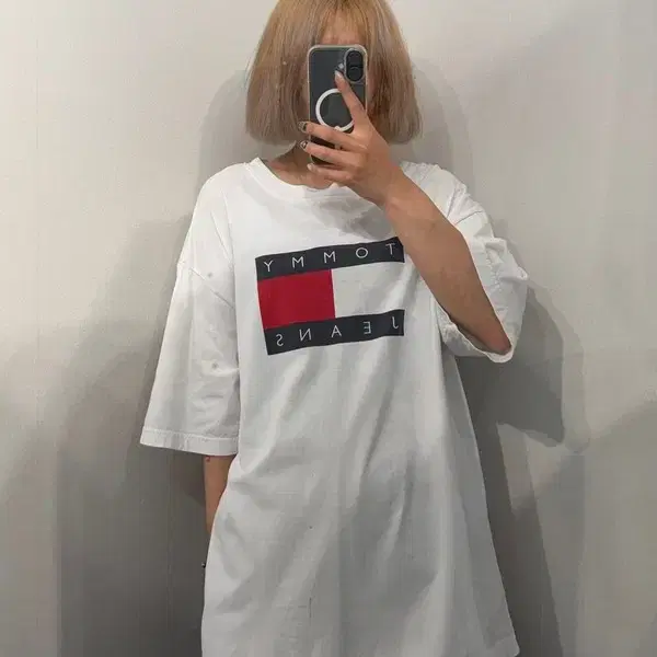 M 타미진스 스케이터 플래그 반팔 티셔츠 화이트