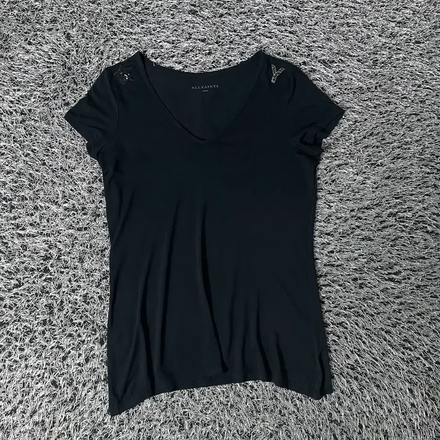ALLSAINTS 올세인츠 여성 비즈 배색 반팔 티셔츠
