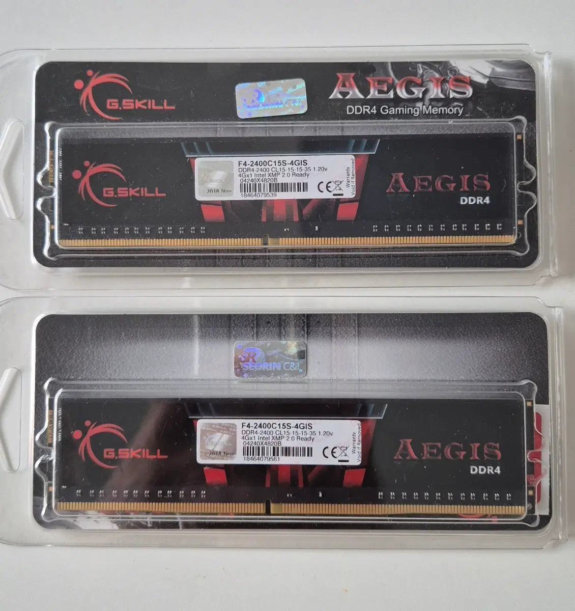 G.SKILL AEGIS DDR4 2400MHz 4GBx2 메모리 (새제품)