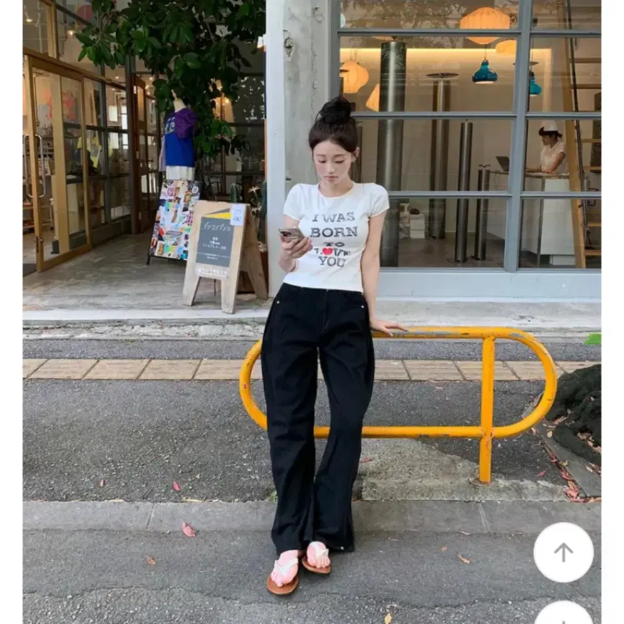 영앤리치 와이드 커브 팬츠 - pt 블랙