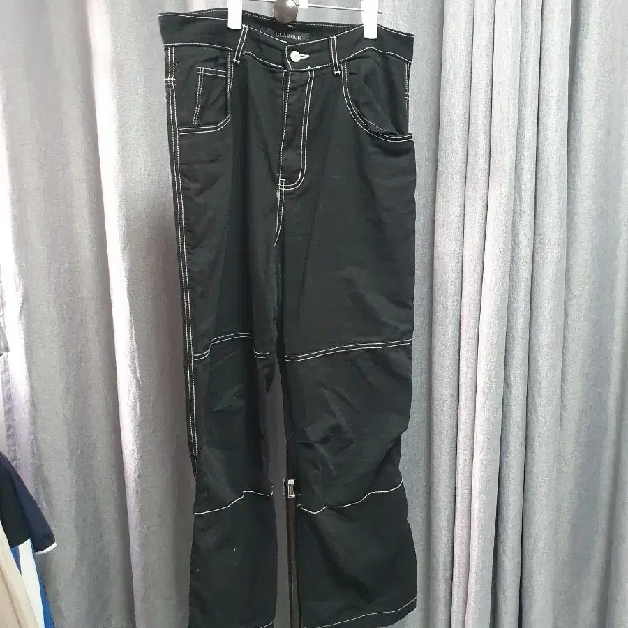 L드레이핑 스티치 와이드 남성팬츠