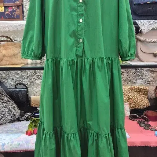 ZARA 자라 면 100% 바스락 티어드 맥시 롱원피스 프리사이즈 88