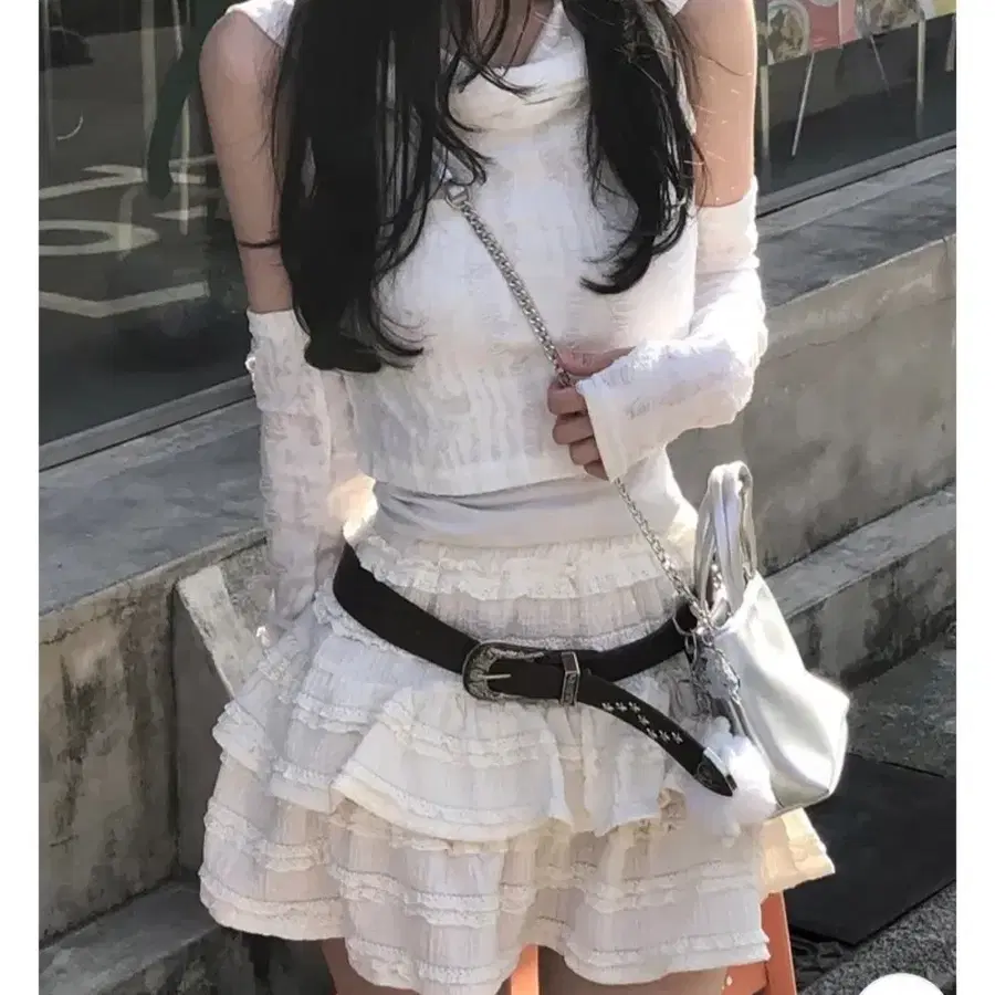 화이트 워머 크롭 나시