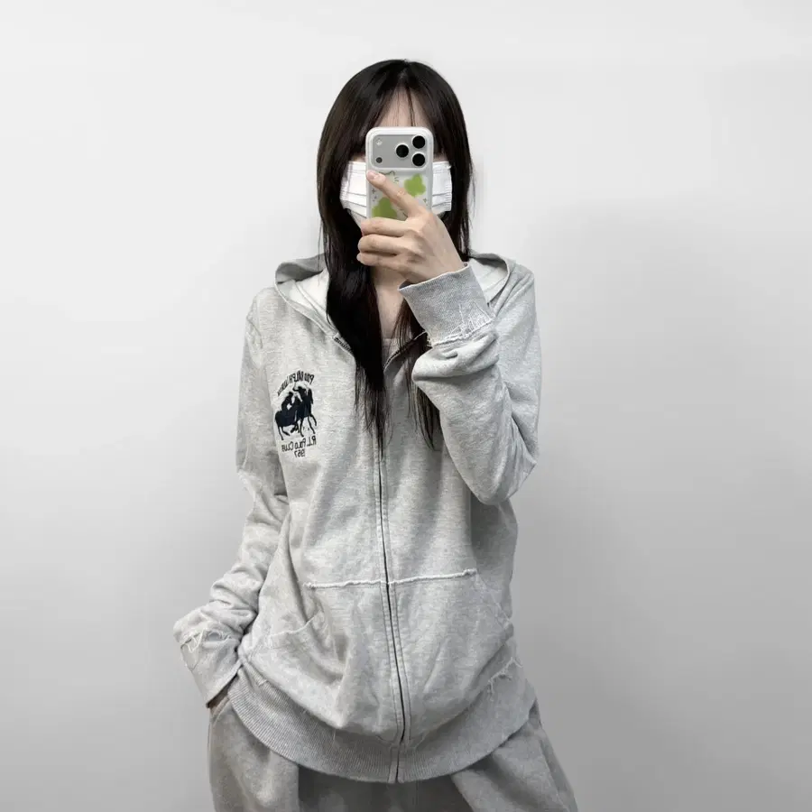 폴로 랄프로렌 더블 빅포니 후드집업 그레이