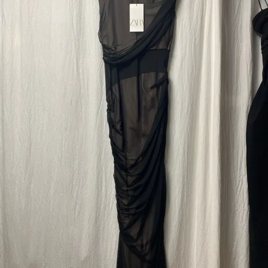 Zara 자라 블랙 셔링 롱 원피스