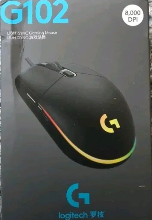 로지텍 G102 라이트싱크 게이밍 마우스 검정 흰색