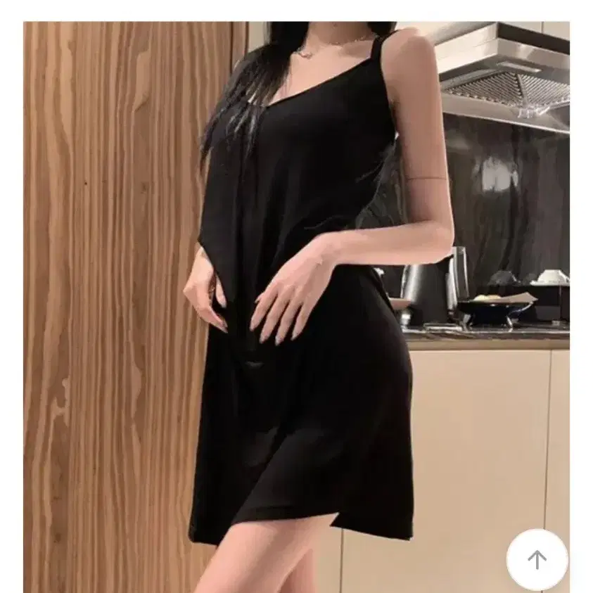 원드랍오프 쫀쫀찰랑 슬립원피스 홈웨어 커플잠옷 블랙