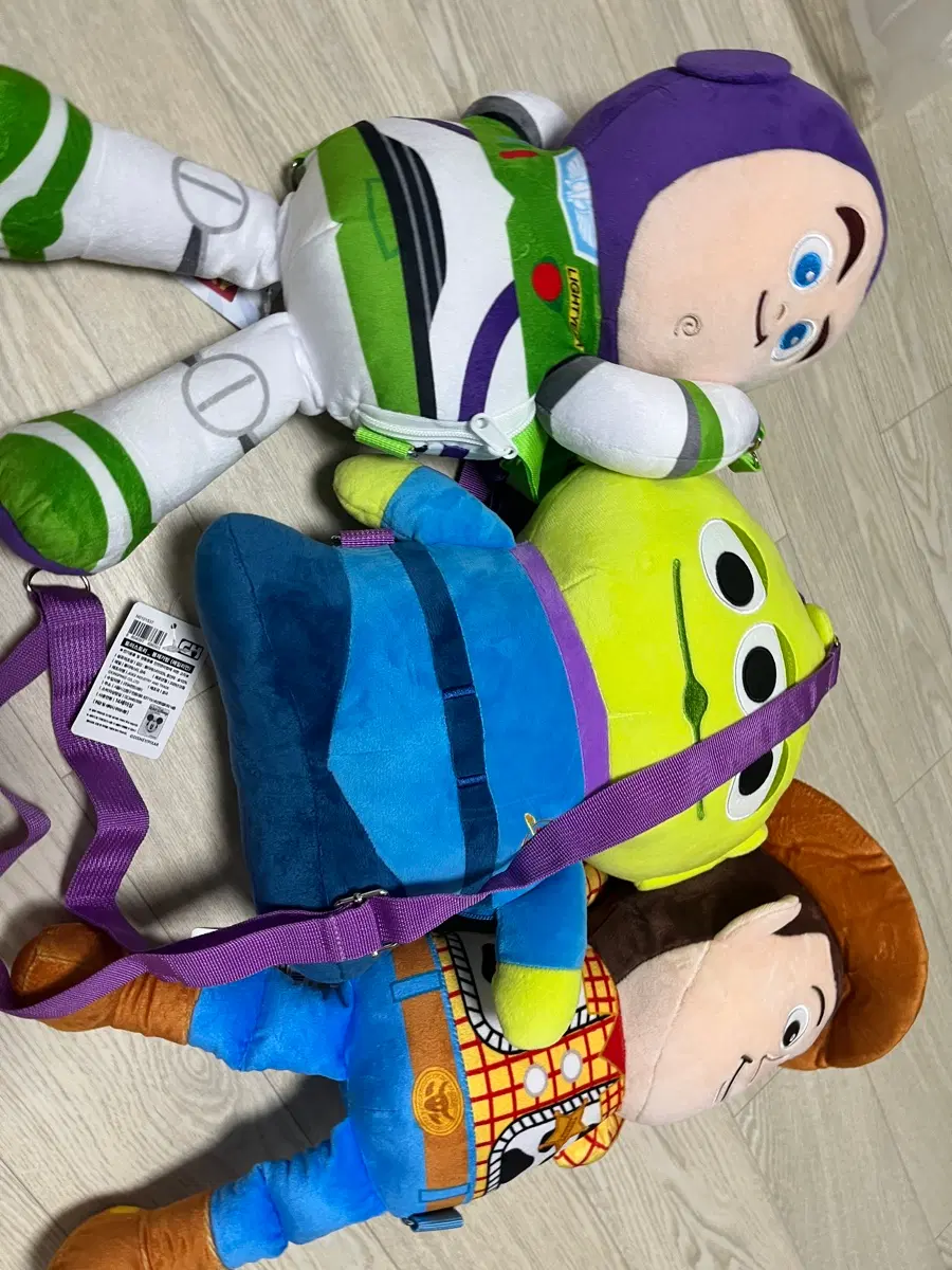 토이스토리 버즈 우디 알린 봉제 가방 3종