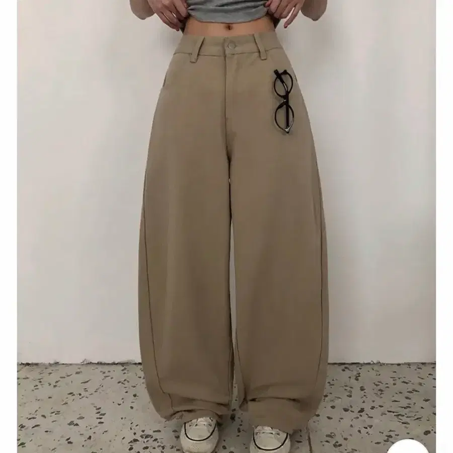 키작녀 하이웨스트 뒷밴딩 절개 와이드 팬츠 바지