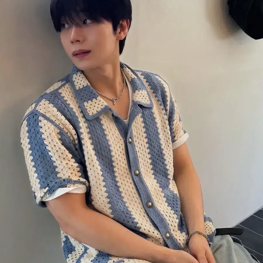 디미트리블랙 하와이안 크로쉐 니트