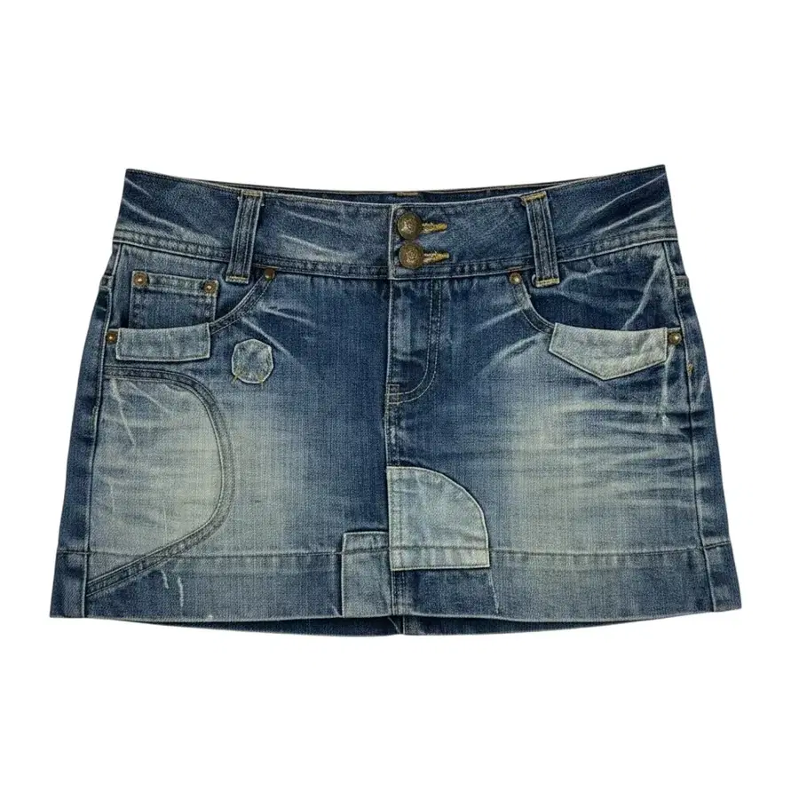 (26) SHANE JEANS 패치워크 웨스턴 데님 미니 스커트