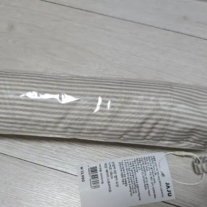 JAJU 자주 손잡이 3단 수동 접이식 우산 베이지 스트라이프 그레이 색상