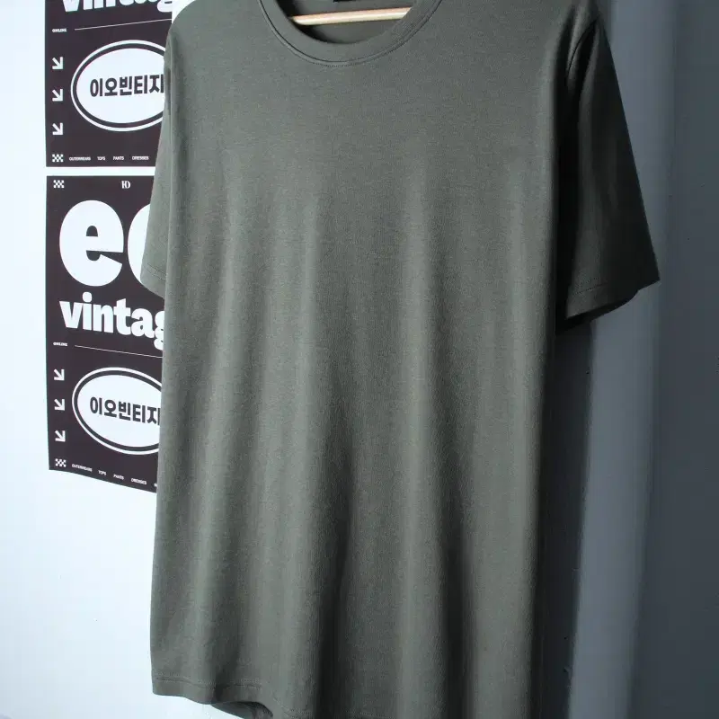 (XL-2XL) 몰든 반팔 티셔츠 빅사이즈 무지 그린 스판-H35297