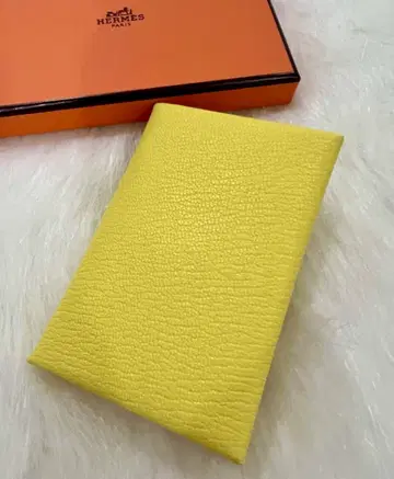 정품 에르메스 칼비 카드 홀더 케이스 Mysore Goatskin 9N Jaune Citron 옐로우