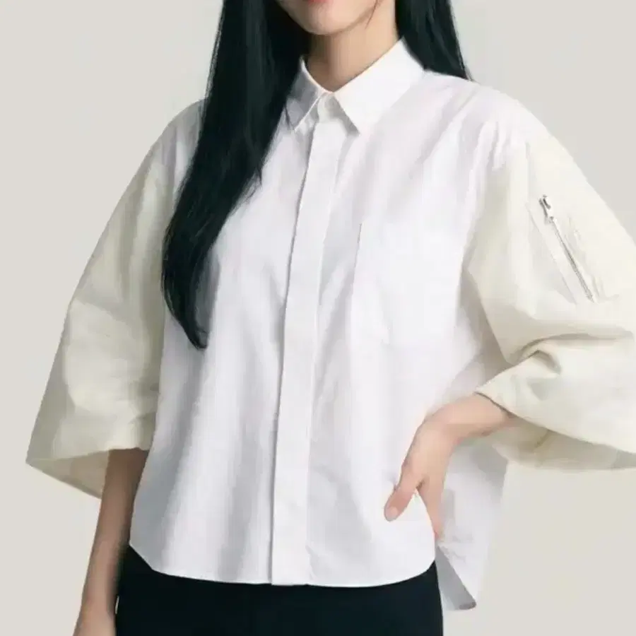 정품 사카이 24SS MA-1 코튼 팝린 셔츠