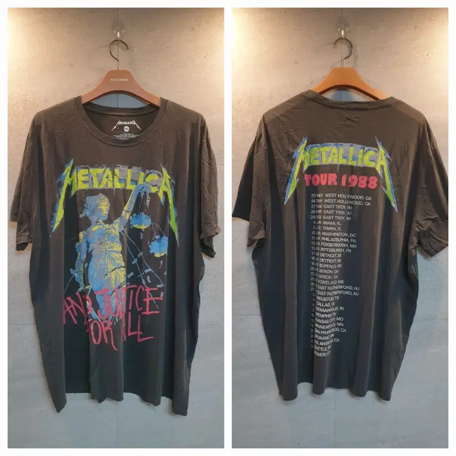 METALLICA. 1988 투어 반팔티.